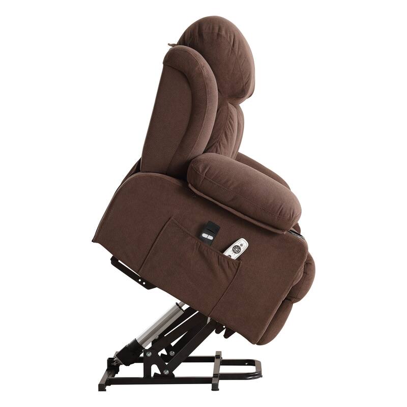 Velvet Power Lift Recliner Chair with Heat & Massage, Electric Recliner Chair with USB Port, Remote Control & Side Pocket