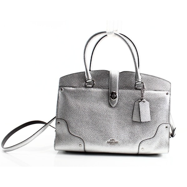 metallic silver coach purse