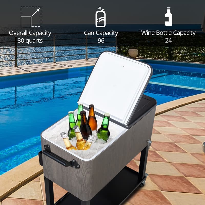 80QT Patio Rolling Beverage Cooler - 80 QT