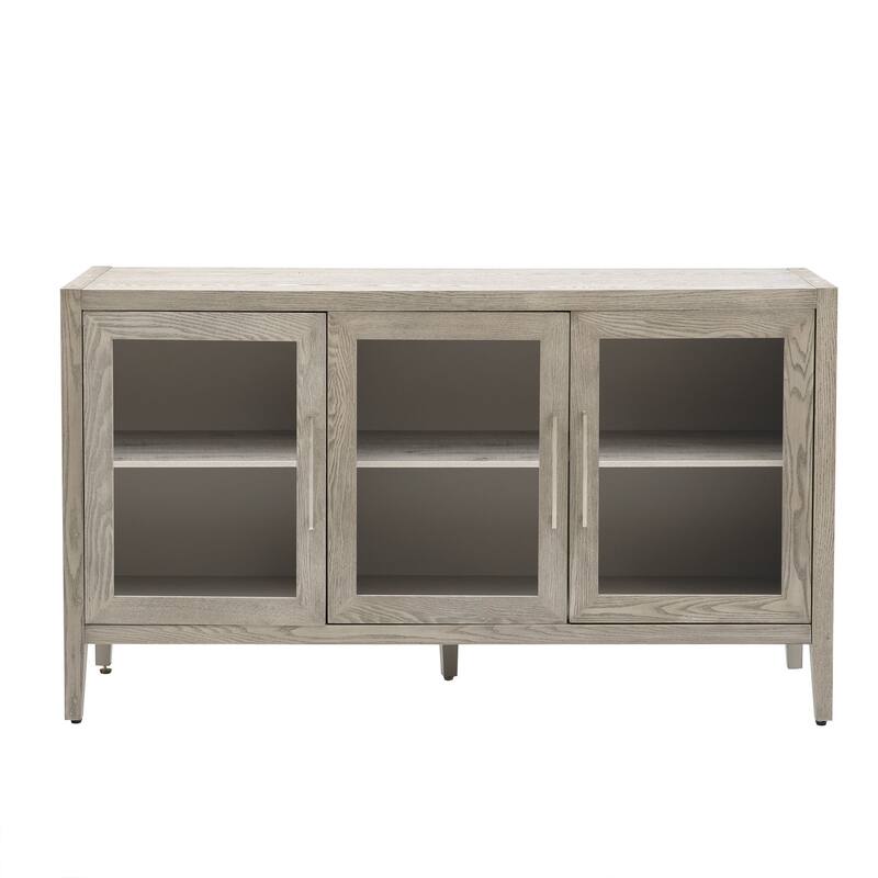 34" Tall MDF 3-door Accent Cabinet with Adjustable Shelf