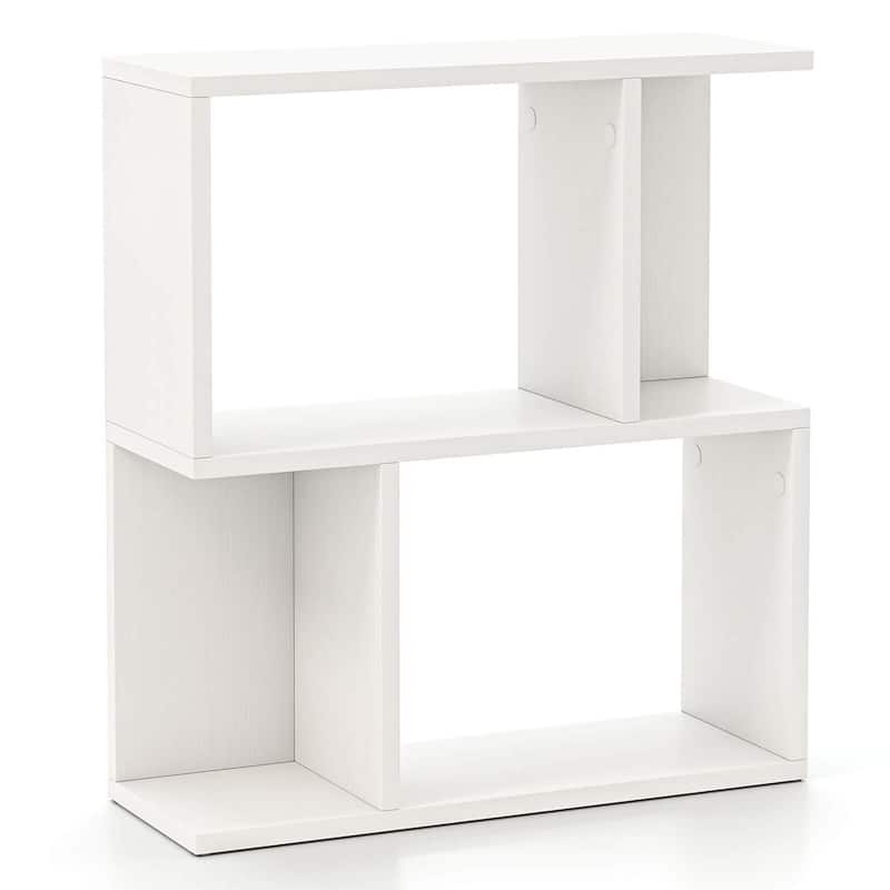 3-Tier Bookshelf Freestanding Display Shelf Geometric Bookcase - White