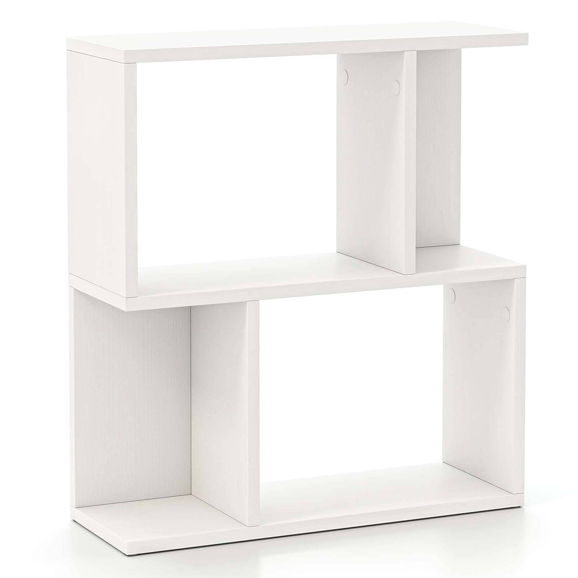 Costway 1/2 PCS 3-Tier Bookshelf Geometric Bookcase Side Table with