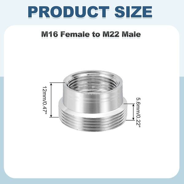 dimension image slide 20 of 23, Faucet Aerator Adapter, Male to Male Brass Faucet Adapter with Washer for Kitchen Bathroom Sink Water Filter - Silver