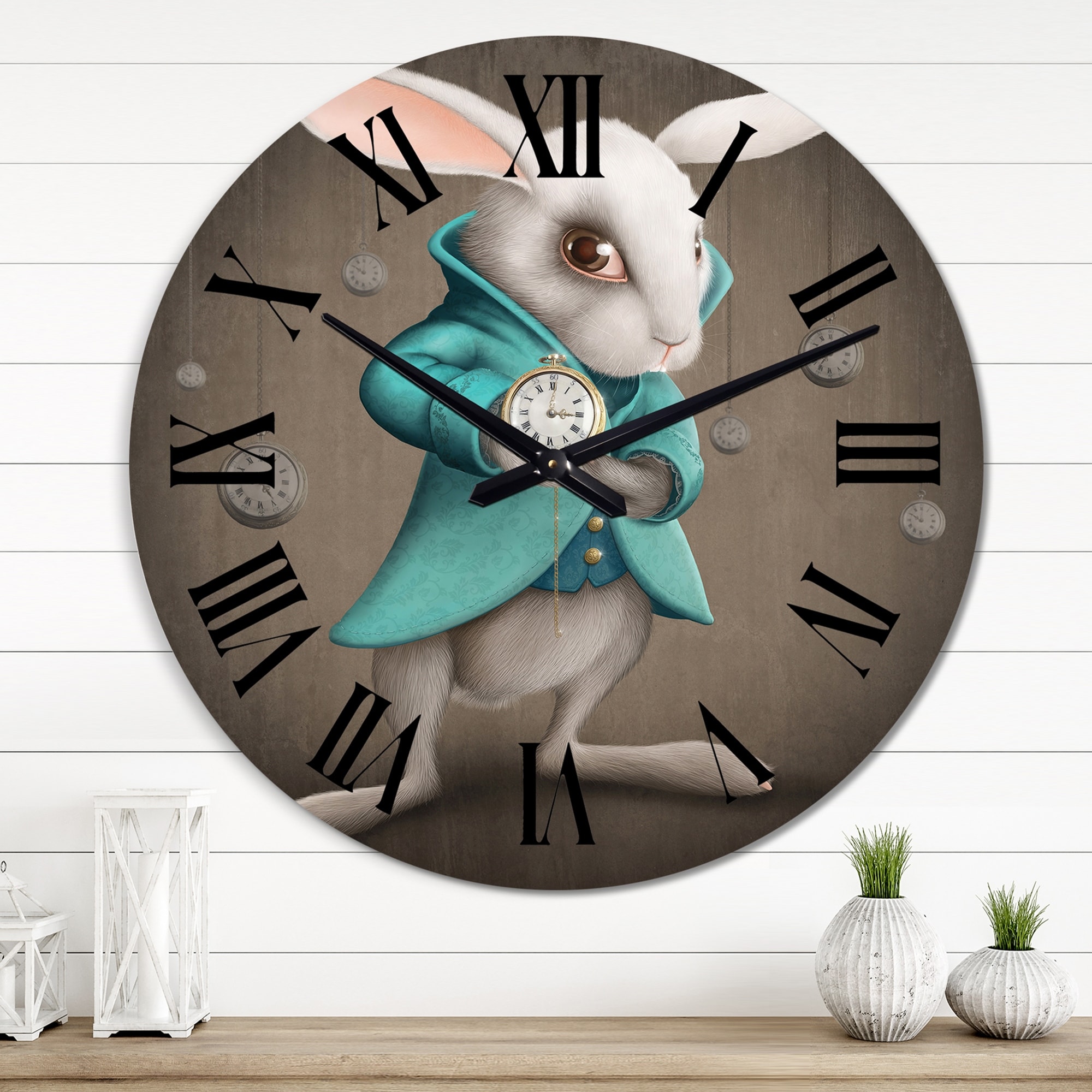 Designart 'White Rabbit Alice In Wonderland' Novelty wall clock