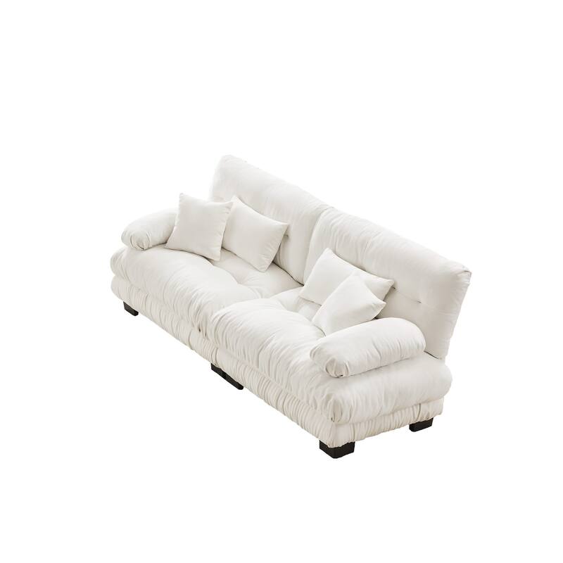 Oversized Modular Sectional Sofa, Chenille Deep Seat 2-Seater Sofa, Upholstered Cloud Couch with Lumbar Pillows & Throw Pillows