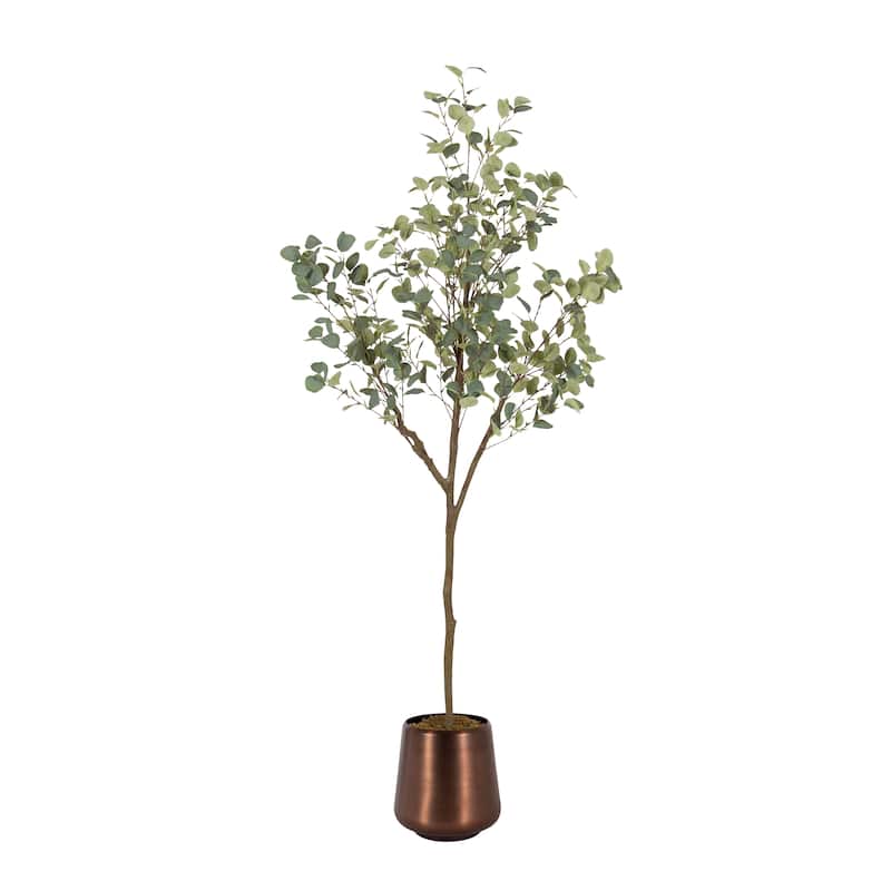 Kate and Laurel Eudora Faux Eucalyptus Tree - 6ft - Bronze