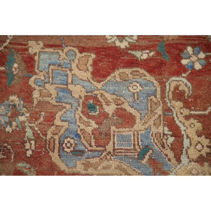 Hand Knotted Oriental 100% Wool Carpet Traditional Floral Brown Mashad Area Rug - 12' 1'' X 8' 10''