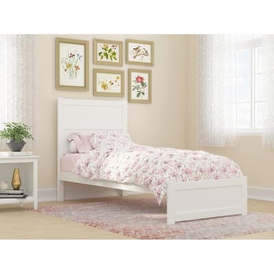 NoHo Twin Extra Long Bed with Footboard in White