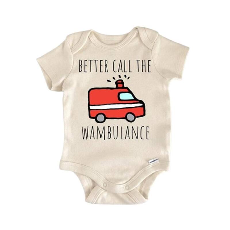 Ambulance Emt - Baby Boy Girl Clothes Infant Bodysuit Funny Cute Newborn - Natural - 0-3M