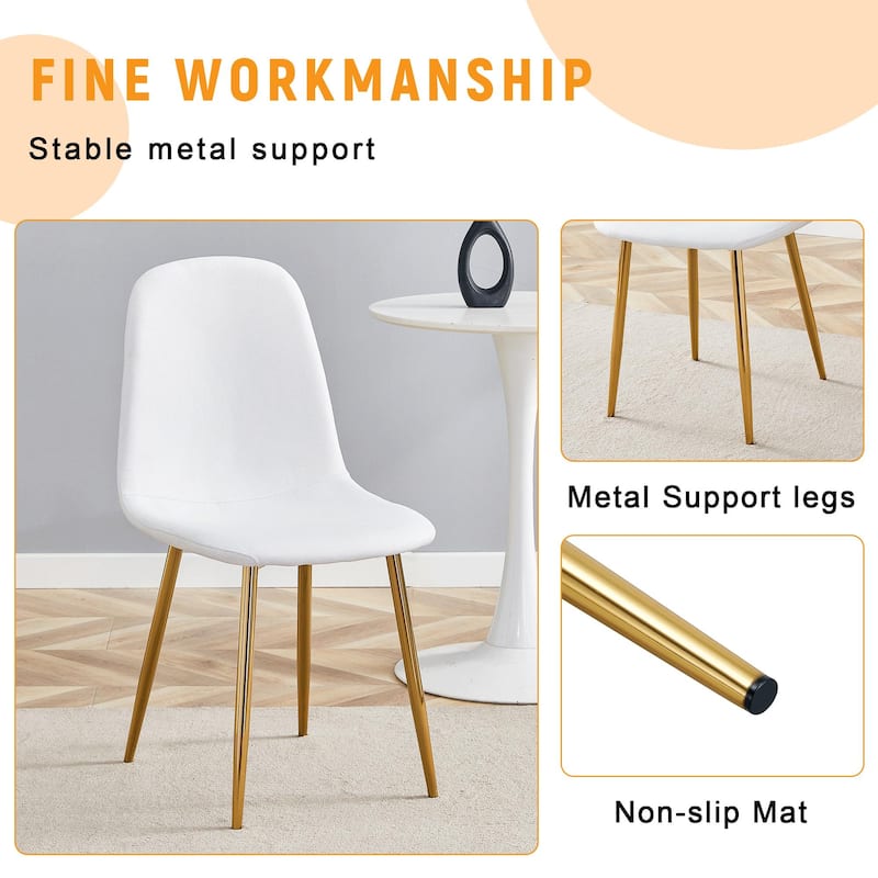 Minimalist Dining Chair Set of 4, Linen Fabric Kitchen Chair with Metal Legs Modern Armless Side Chair for Office