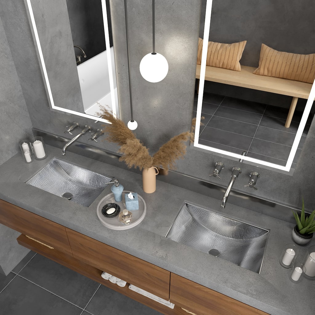 Highpoint Collection Hammered Metal Bath Sink with Overflow