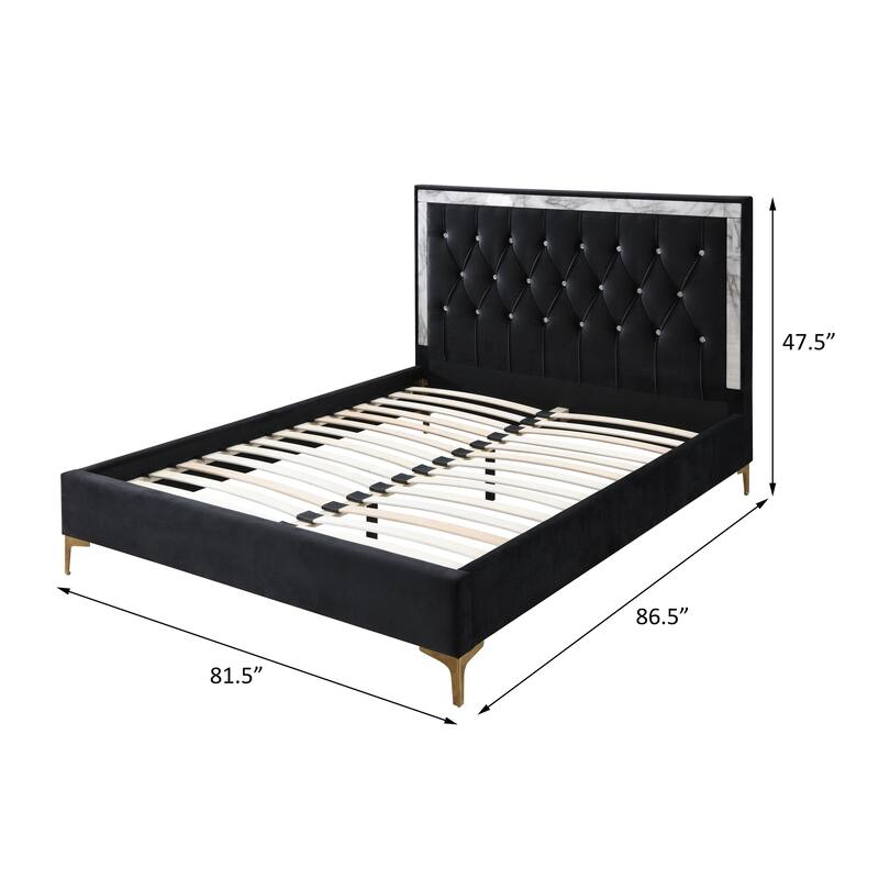Diggins Black Tufted Platform Bed