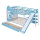 preview thumbnail 9 of 14, Impression & Castle Style Full over Full Bunk Bed with 2 Drawers 3 Shelves and Slide, Sturdy construction & Extra Fun, Blue
