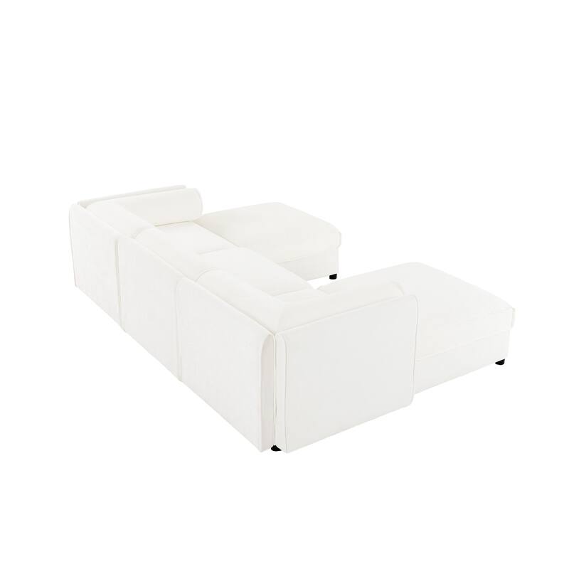 Modular U Shaped Sectional Sofa Couch with Storage Seat and Ottomans