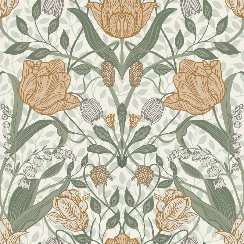 A-Street Prints Fillippa Green Tulip Wallpaper