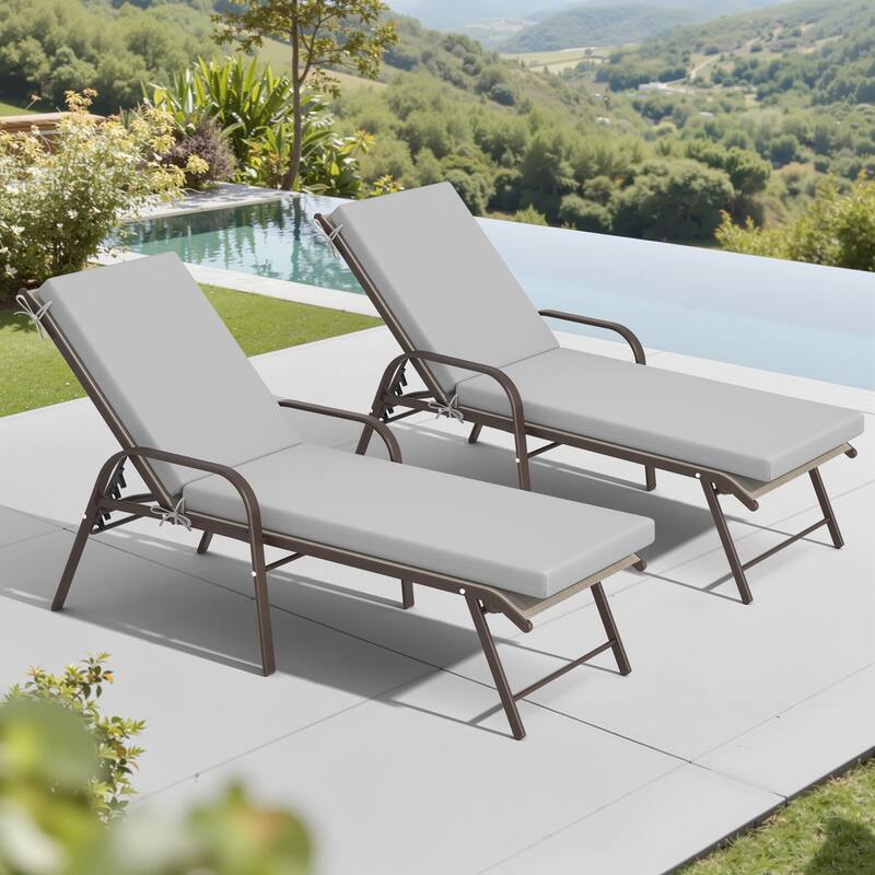 Pellebant Outdoor Adjustable Patio Chaise Lounge Chairs with Cushions
