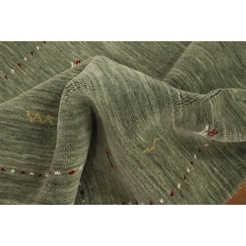 Hand Knotted Oriental 100% Wool Carpet Tribal Animal Pictorial Green Gabbeh Area Rug - 4' 11'' X 3' 0''