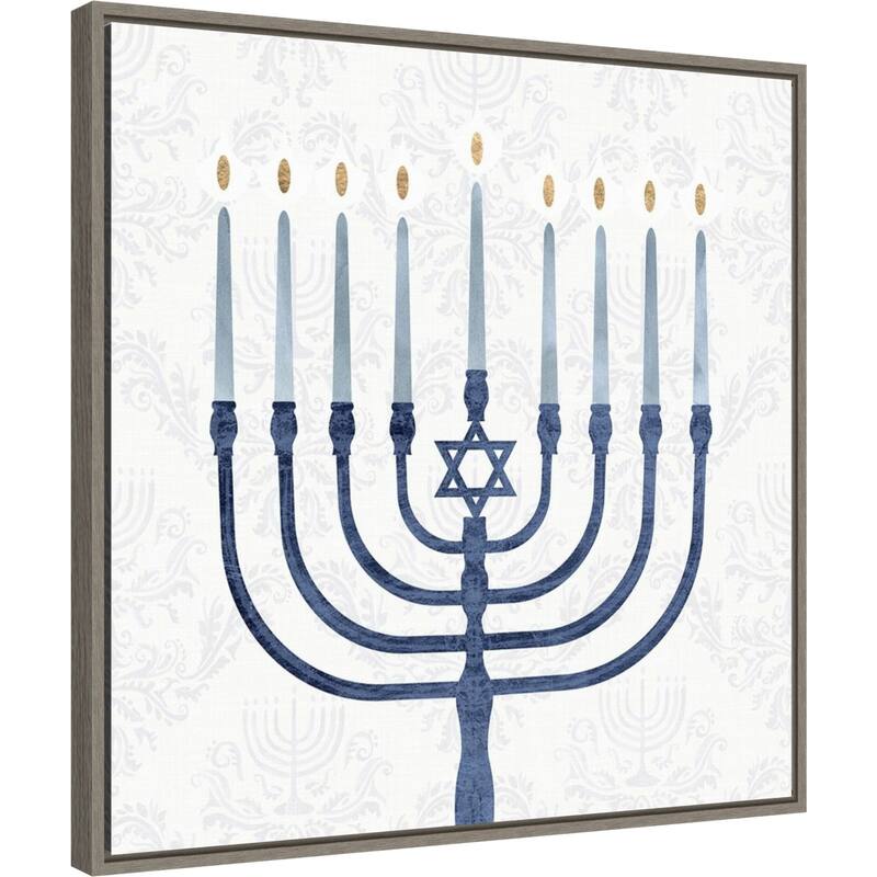 Sophisticated Hanukkah II by Victoria Borges Canvas Art Framed - Sylvie Greywash
