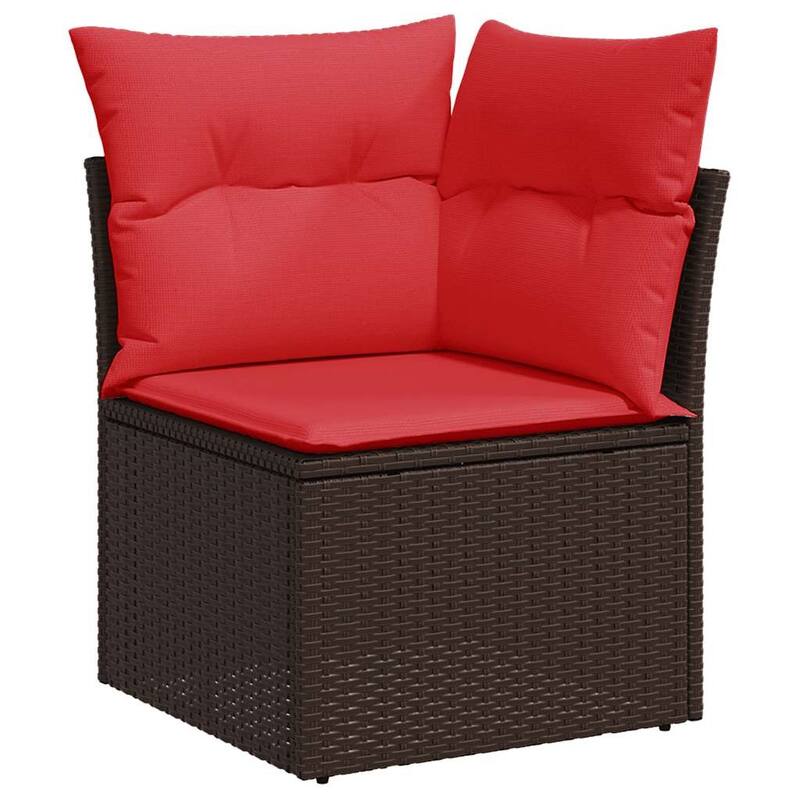 vidaXL 7 Piece Patio Sofa Set with Cushions Black/Brown/Gray Poly Rattan - 24.4 x 24.4 x 27.2