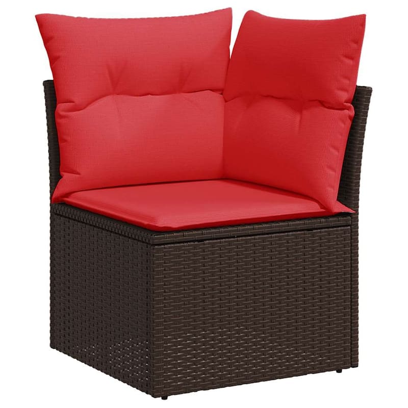 vidaXL Patio Sofa Set with Cushions Table and Couches 7 Piece Poly Rattan - 24.4" x 24.4" x 27.2"