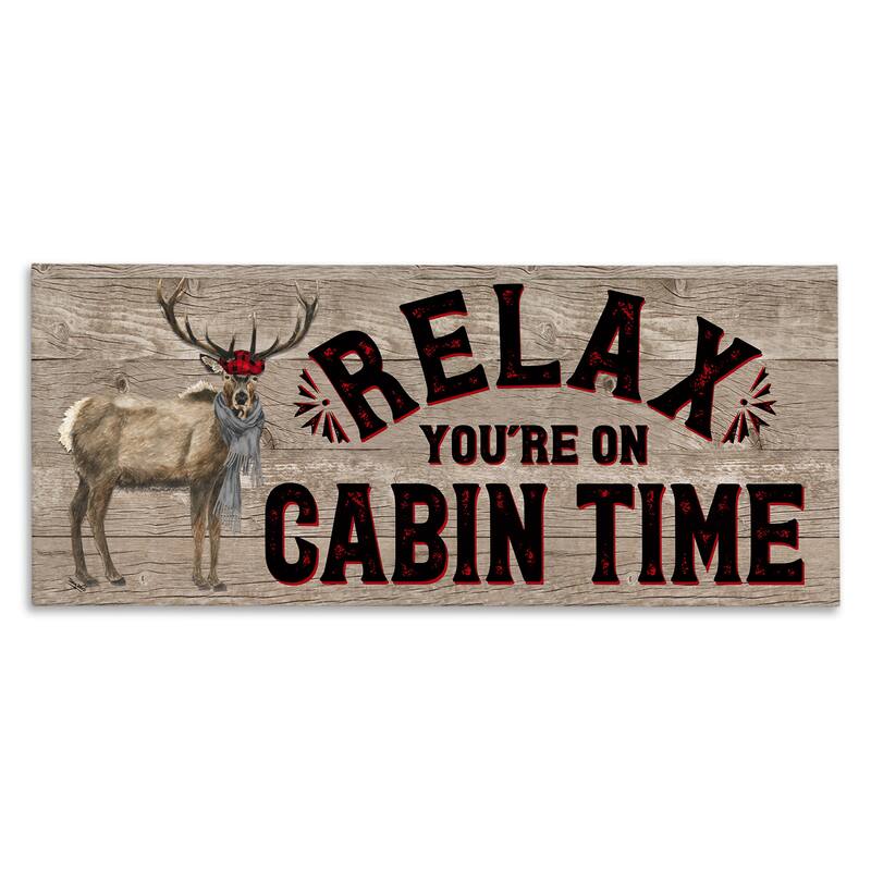 Stupell Relax You're On Cabin Time Moose Typography Sign, Canvas, 10 x 1.5 x 24, Made in USA - 24 x 10