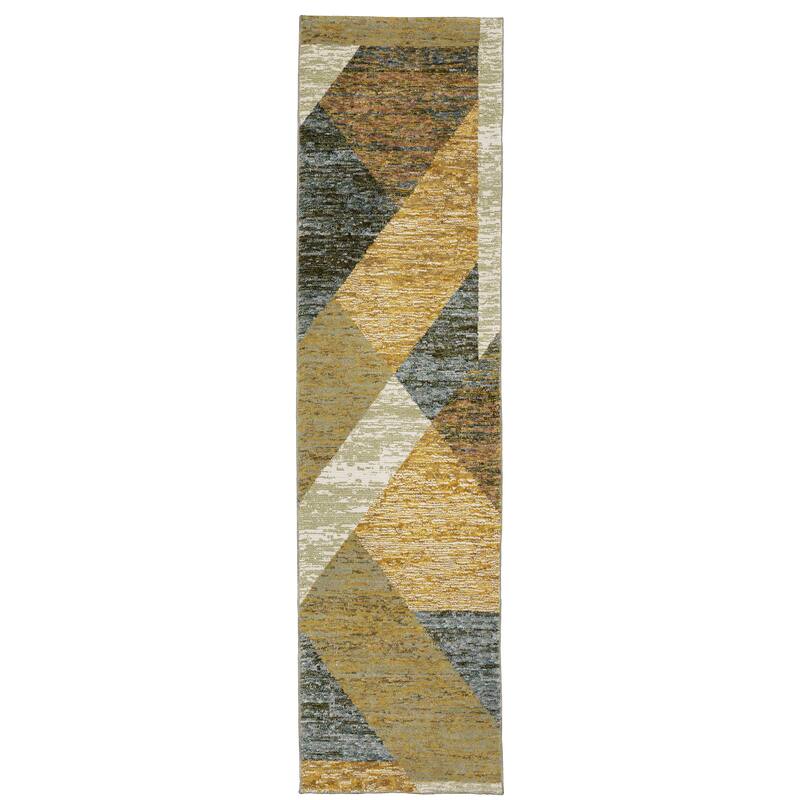Style Haven Stephan Modern Art-deco Inspired Yellow/Gold Area Rug - 2'3" X 8' - Runner/Rectangle
