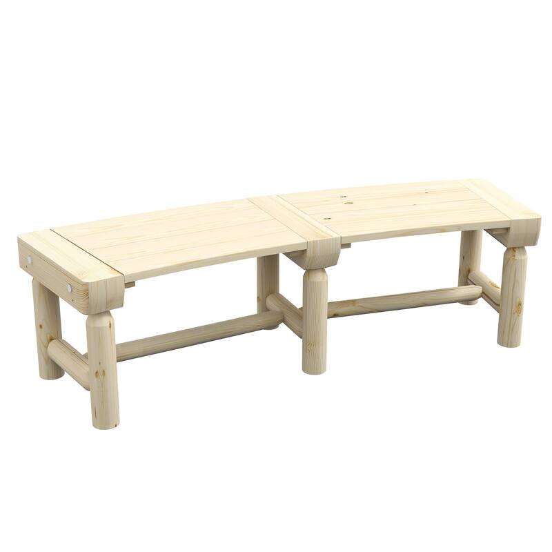 Wooden Garden Bench, Semicircular Round Outdoor Bench Leisure Bench Entry Footrest Bench, Decorative Bench for Living Room