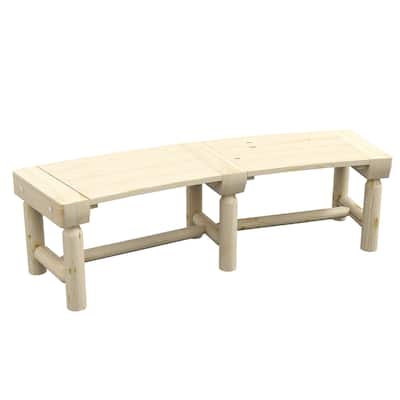 Wooden Garden Bench, Semicircular Round Outdoor Tree Bench, Wrap Around Park Bench For Yard, Patio, Deck, Lawn