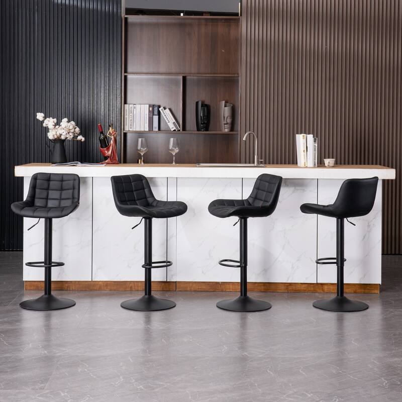 Modern Adjustable Swivel Bar Stools Counter Height Set of 2