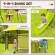 preview thumbnail 5 of 7, 4-in-1 Swing Set with Covered Playhouse Fort and Height Adjustable Baby Seat-Green - Multi