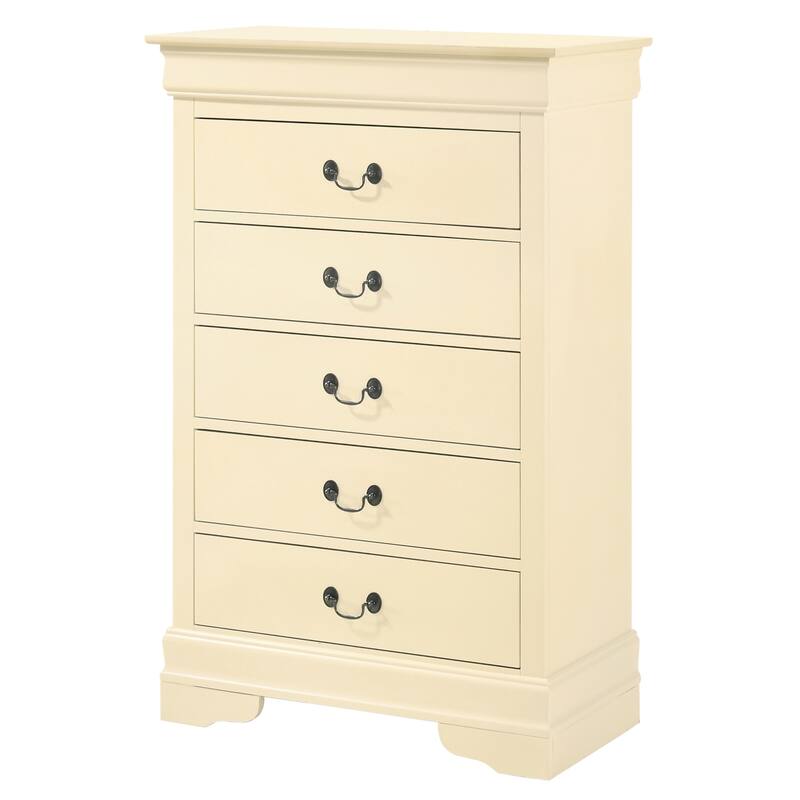 5-Drawer Wooden Bedroom Chest - 48" - Cream