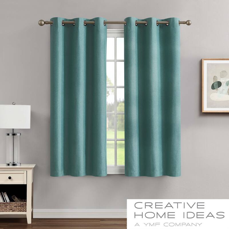 Creative Home Ideas Legrae Blackout Grommet Window Curtain Panel Pair with Tiebacks