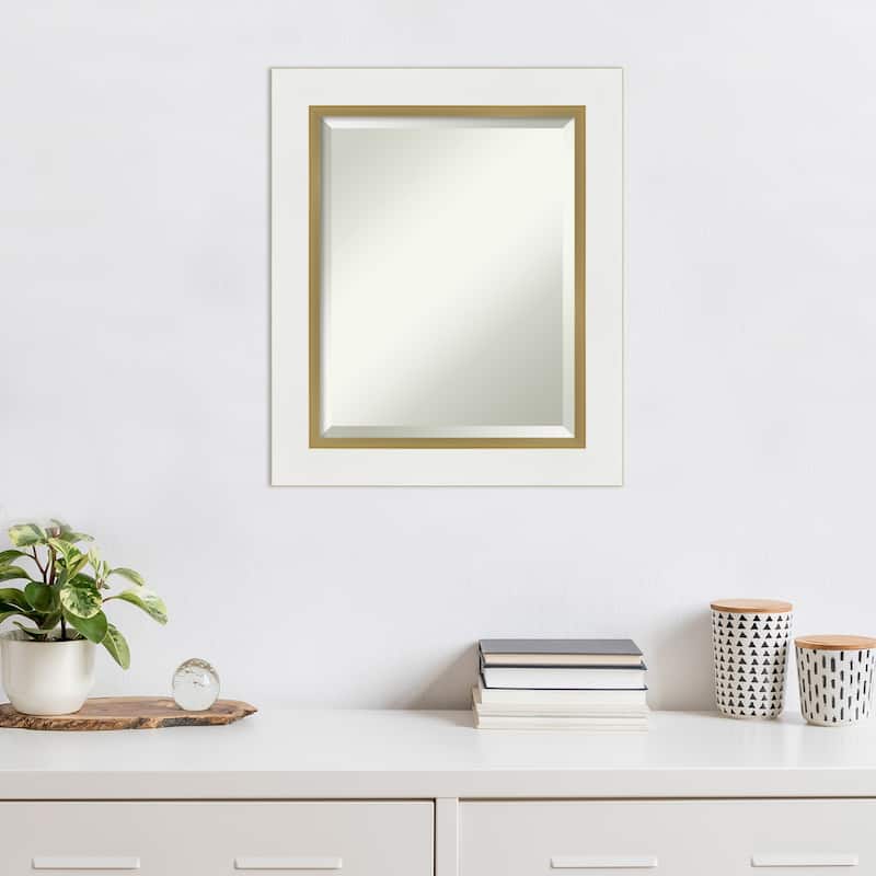 Beveled Wall Mirror - Eva White Gold Frame - Eva White Gold