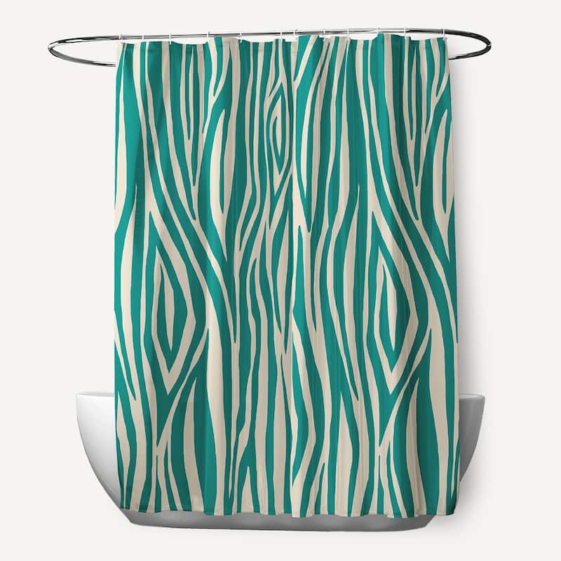 71 x 74-inch Wood Stripedd Geometric Print Shower Curtain - Green