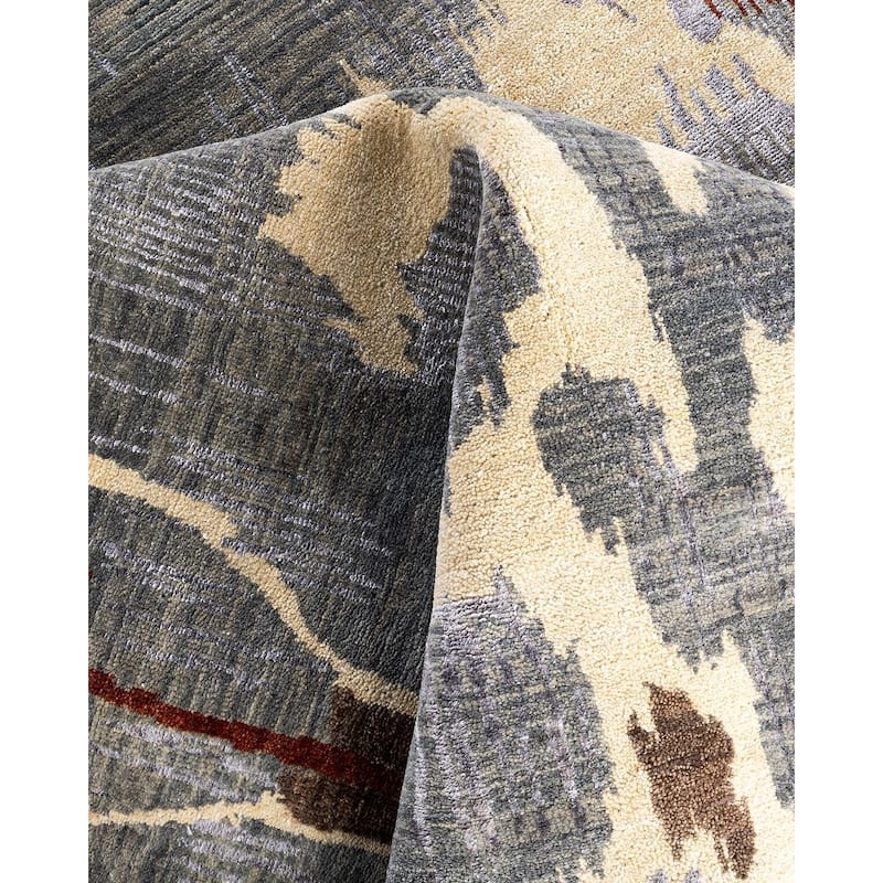 Ikat One-of-a-Kind Hand-Knotted Area Rug - Gray, 8' 3" x 10' 6" - 8' 3" x 10' 6"