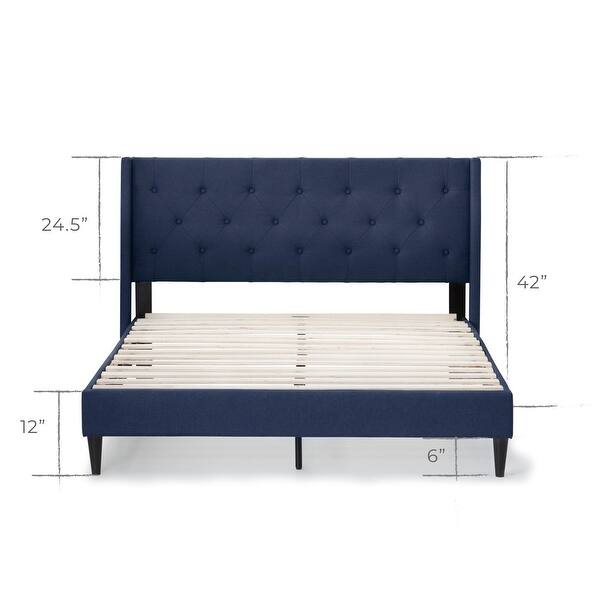 dimension image slide 4 of 6, Brookside Isabelle Button Tufted Wingback Upholstered Bed
