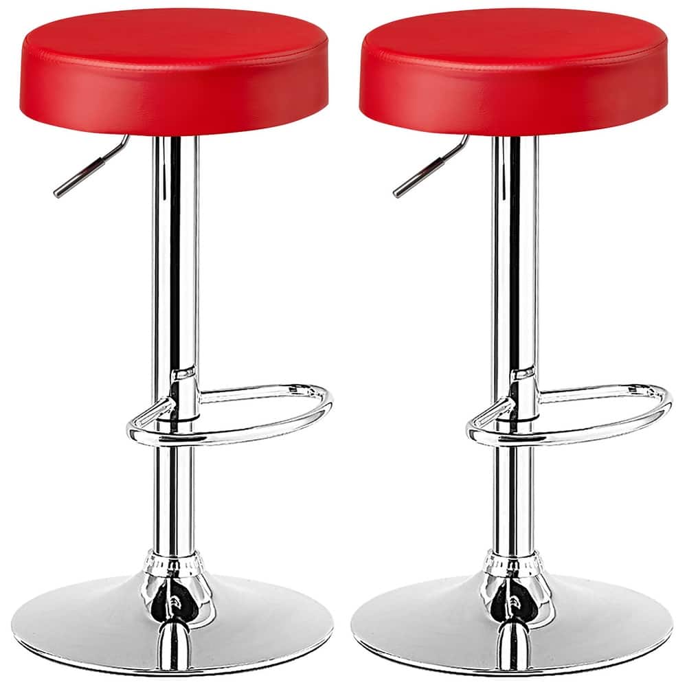 Costway Set of 2 Round Bar Stool Adjustable Swivel Pub Chair w/