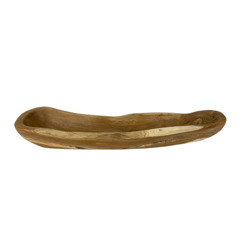 Hand-Carved Wooden Bowl, 23"X6.5"X3.5", Light Brown Stained, Handmade - 3.5 X 23.5 X 6.5 inches