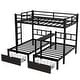 preview thumbnail 5 of 10, Full XL Over Twin & Twin Triple Bunk Bed With Drawers, Multi-Functional Metal Frame Bed With Desks and Shelves
