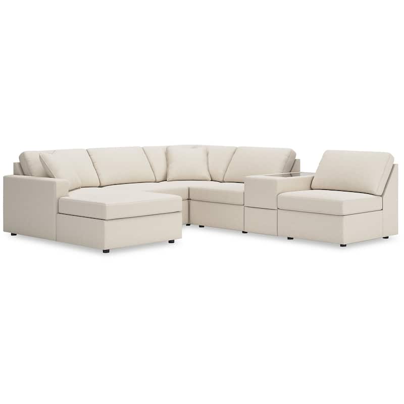 Signature Design by Ashley Modmax 6-Piece Sectional with Chaise and Storage Console - 140" W x 86" D x 36" H - Beige - Right Facing