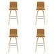 preview thumbnail 95 of 120, Skara Swivel Bar Stool, Upholstered Bar Height Chair with Bentwood Frame Set of 4 - Camel Faux Leather & Oak