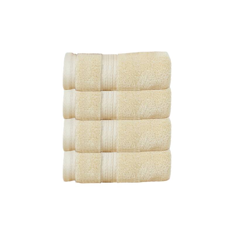 Home Weavers Elegance Essentials 550GSM Cotton Zero Twist Super Absorbent Hand Towel Set of 4 - 16"x24" - Yellow