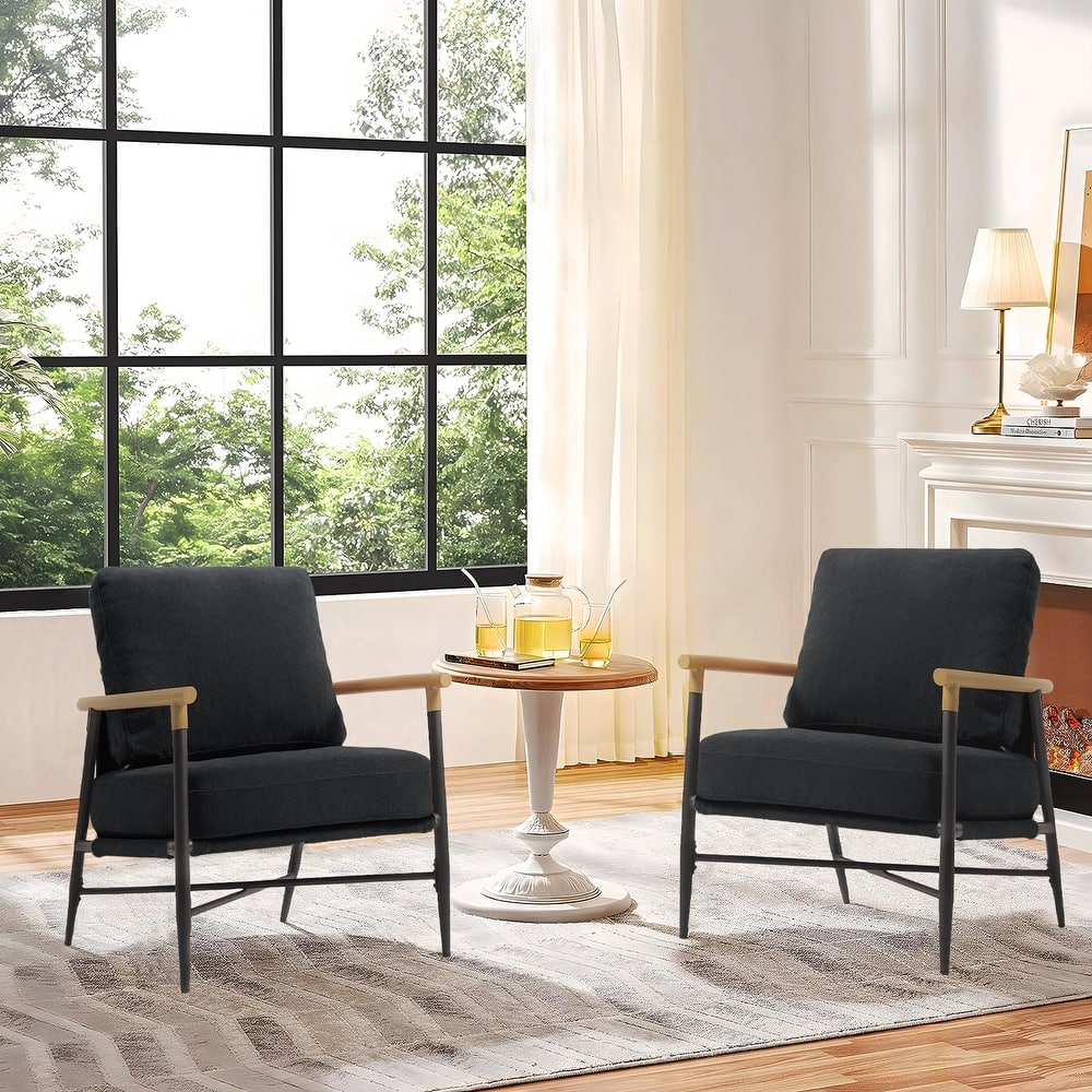 Industrial Upholstered Accent Chair Club Chair with Metal Frame