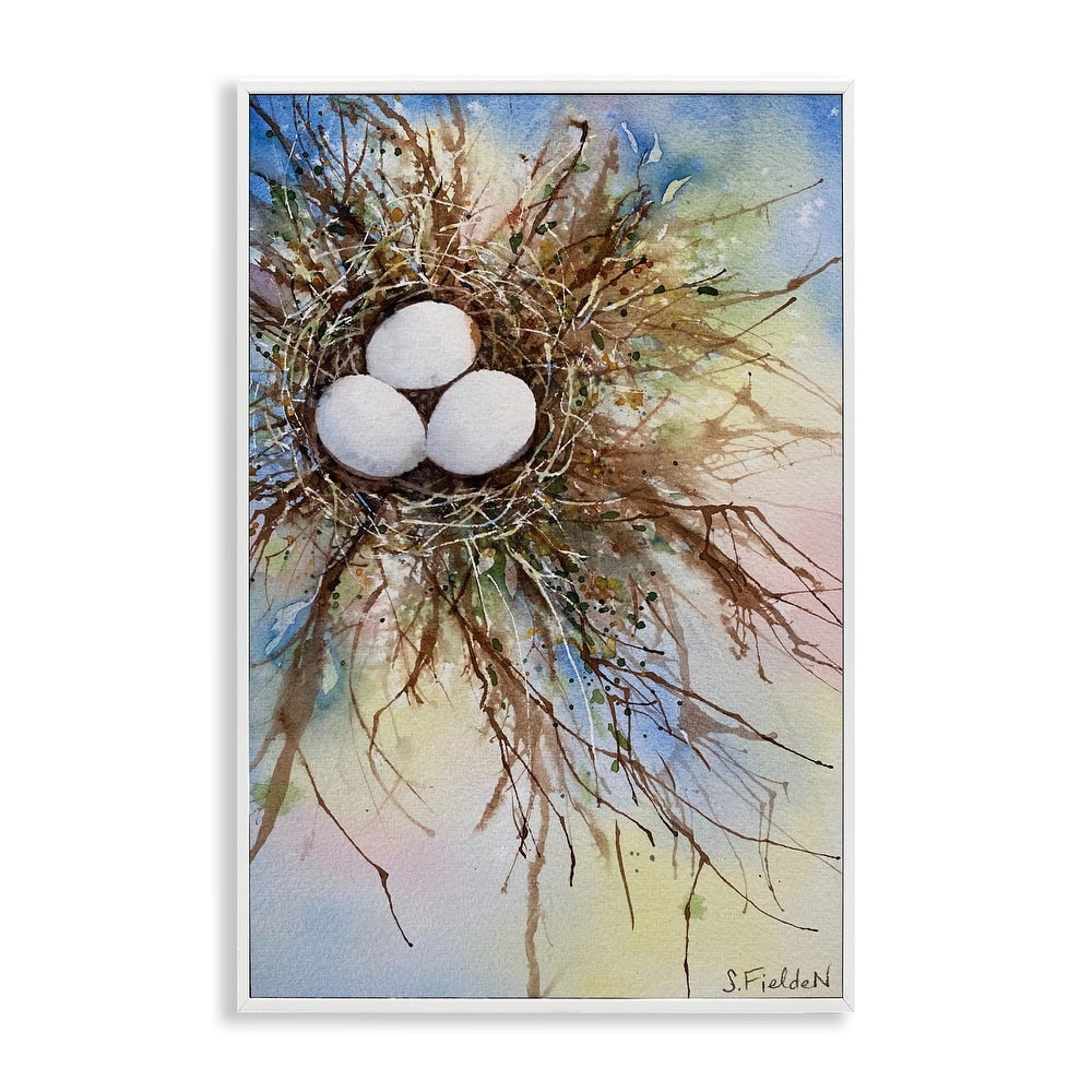Stupell Modern Watercolor Bird Nest Framed Giclee Art Design By Stephanie Fielden
