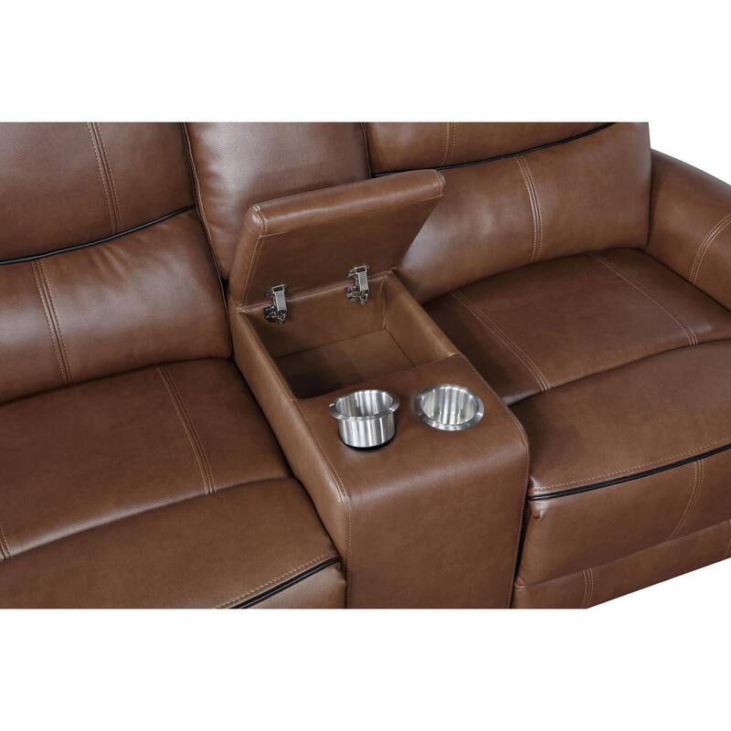 Denson Upholstered Power Reclining Loveseat with Console
