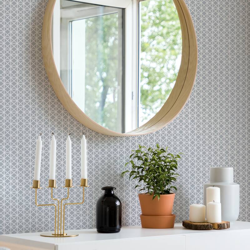 A-Street Prints Lisbeth Grey Geometric Lattice Wallpaper
