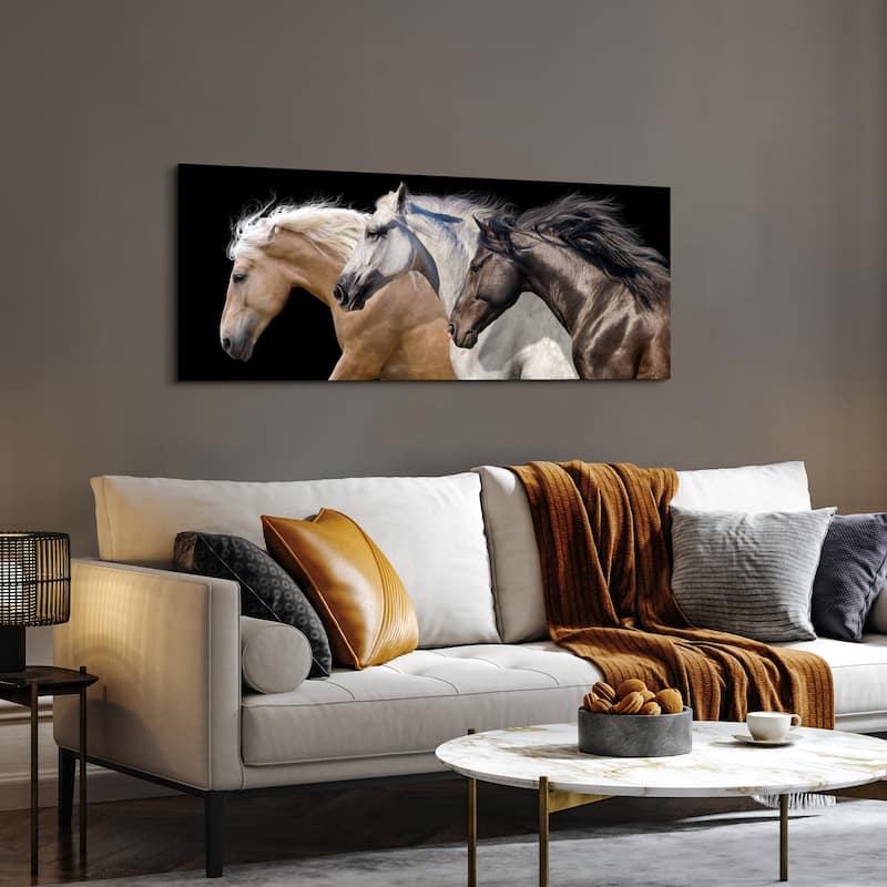 Horses Wall Art on Frameless Free Floating Tempered Glass