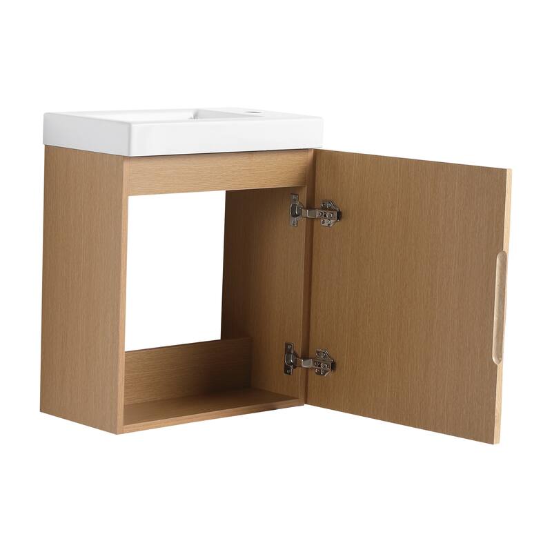 GDFStudio - Helsinki 18.5" Modern Wall-Mounted Bathroom Vanity Set with Resin Sink, Soft Closing Door & Antirust Hardware