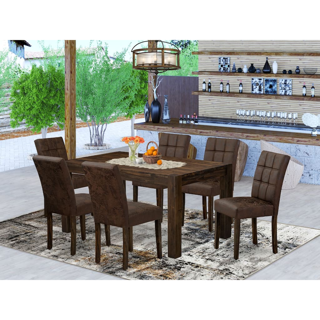 East West Furniture Dinette Set Includes a Rectangle Rustic Wood Table and Chairs, Distressed Jacobean (Pieces Options)