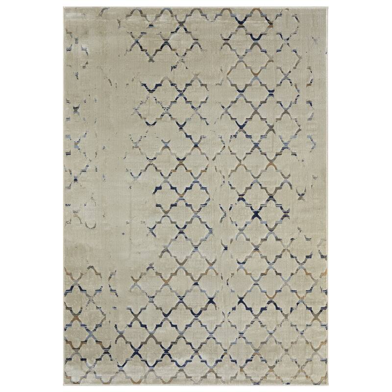 Napoli Collection Beige/Grey Trellis Area Rug
